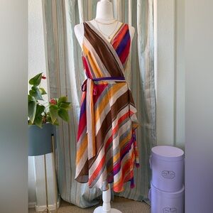 Lauren Ralph Lauren Multicolor Striped Wrap Dress Size 6 Resort Wedding Guest
